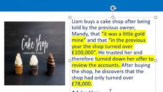 How to apply misrepresentation Liam cupcake scenario [upl. by Aldo]