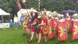 Roman Reenactment at the Amphitheatre in Caerleon Marching In [upl. by Nalyd]