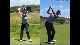 Justin Thomas golf swing  Long Iron faceon amp downtheline July 2017 [upl. by Hedges]