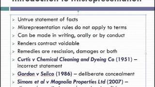 Misrepresentation Lecture 1 of 4 [upl. by Tore453]